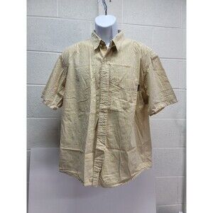 American Eagle Outfitters yellow blue button down stripe Size L Short Sleeve